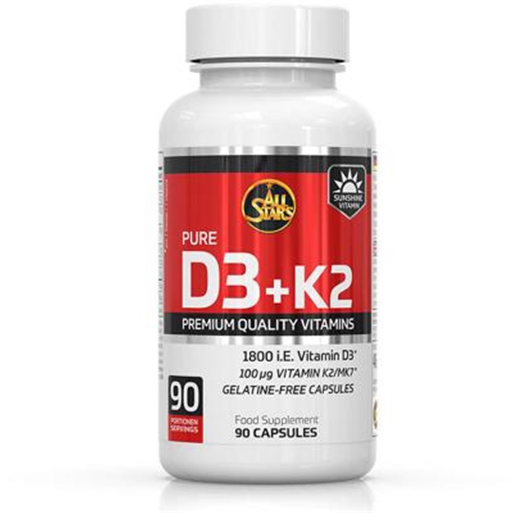 Sportnahrung, Vitamine All Stars Vitamin D3 + K2, 90 Kapseln Dose
