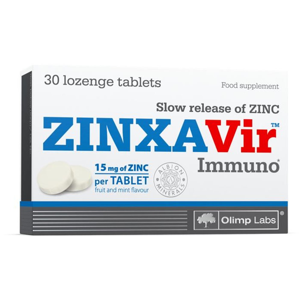 Sportnahrung, Vitamine Olimp ZINXAVir Immuno Zink, 30 Lutschtabletten, Fruit & Mint