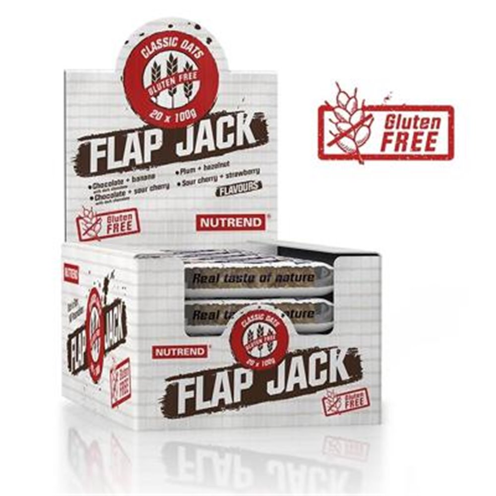 Sportnahrung, Riegel / Snacks Nutrend Flapjack glutenfrei, 20 x 100 g Riegel