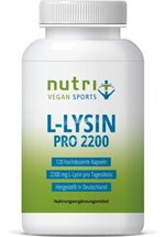 nutri+ vegane L-Lysin Kapseln, 120 Kapseln Dose