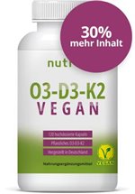 nutri+ vegane O3-D3-K2 Vitamin Kapseln, 120 Kapseln