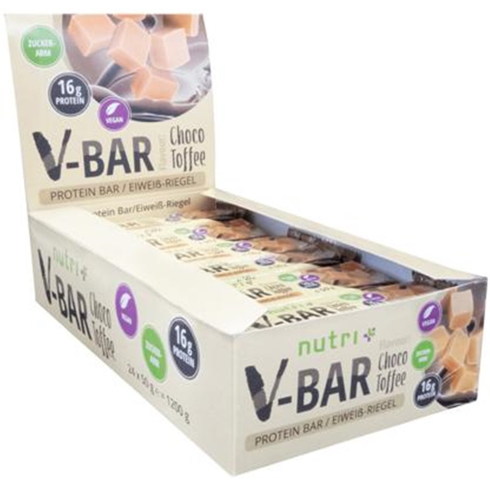 Sportnahrung, Riegel / Snacks nutri+ veganer V-Bar Protein-Riegel, Choco-Toffee
